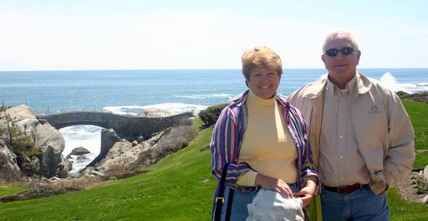 Chuck & Nancy on the lawn of Rough Point in Newport